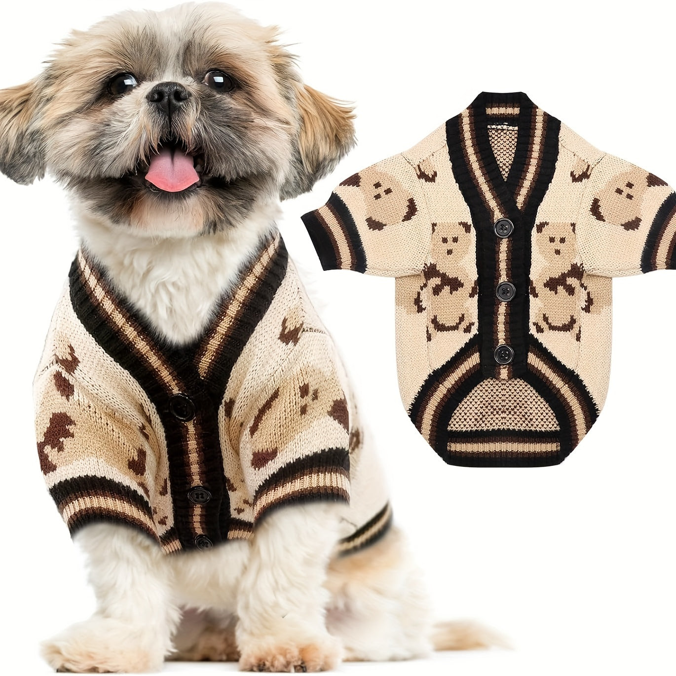 Adorable Cartoon Dog Sweaters - Soft, Warm, and Cozy Knitwear for Small Dogs