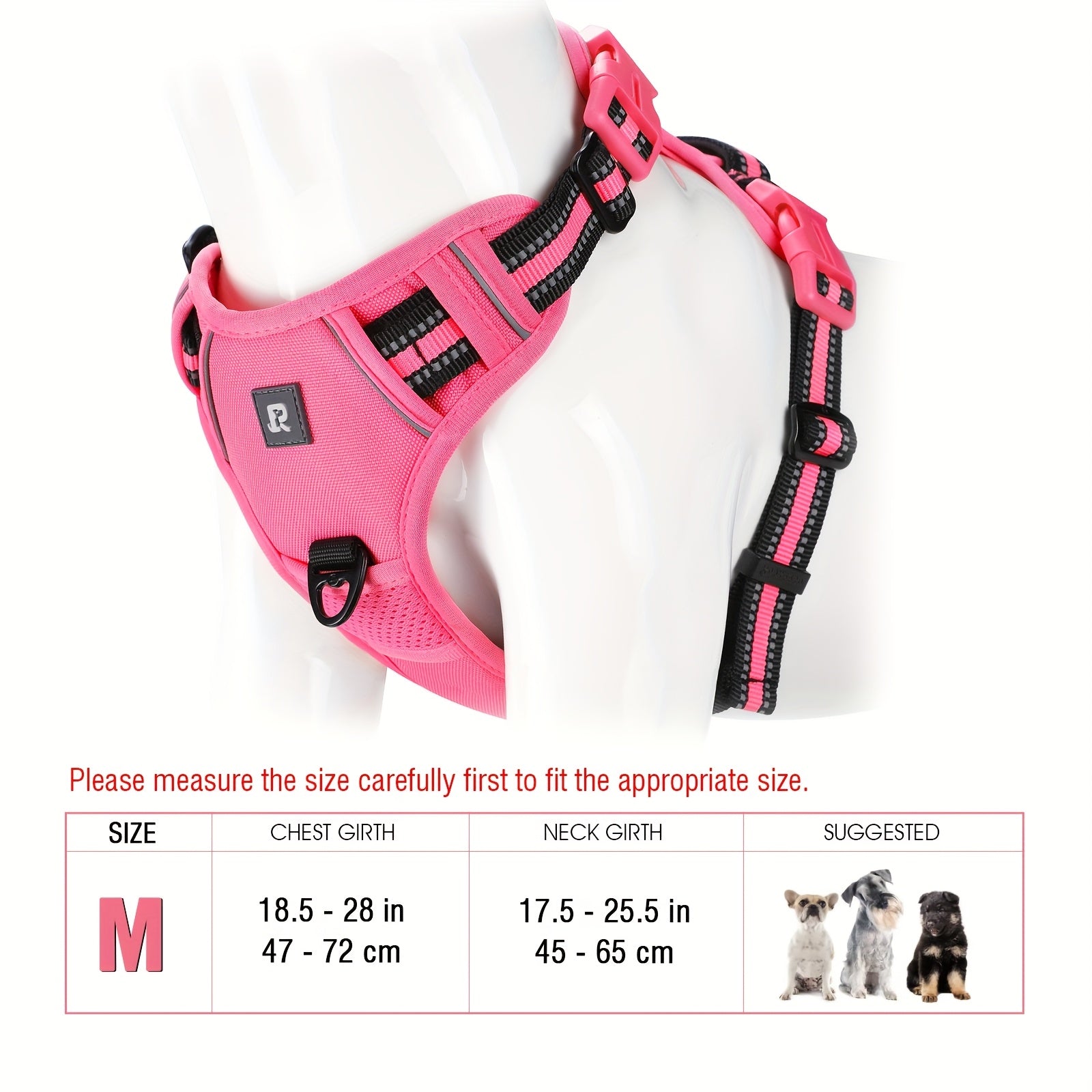 Adjustable Dog Harness No-Pull Front/Back Leash Clips & Control Handle, Safety Reflective Strips for Small, Medium, Large, Dogs