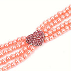 Elegant imitation pearl diamond collar necklace pet accessories, heart-shaped shiny for small dogs